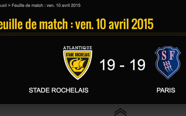 La Rochelle 19 - 19 Stade Français 